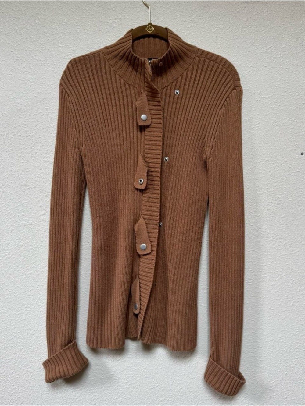 Moda international y2k zip up ribbed sweater with clasps - Picture 6 of 8